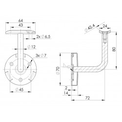 Wandhandlaufträger Maßskizze