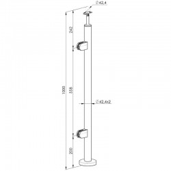 Edelstahl Glasgeländerpfosten  Endpfosten Skizze