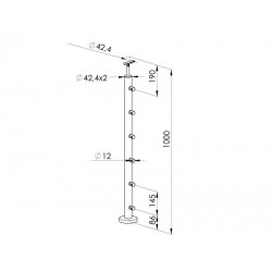 Skizze Geländerpfosten 6 Quergurte