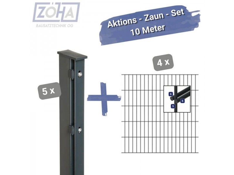 Zaunset 10 Meter einbetonieren PFD